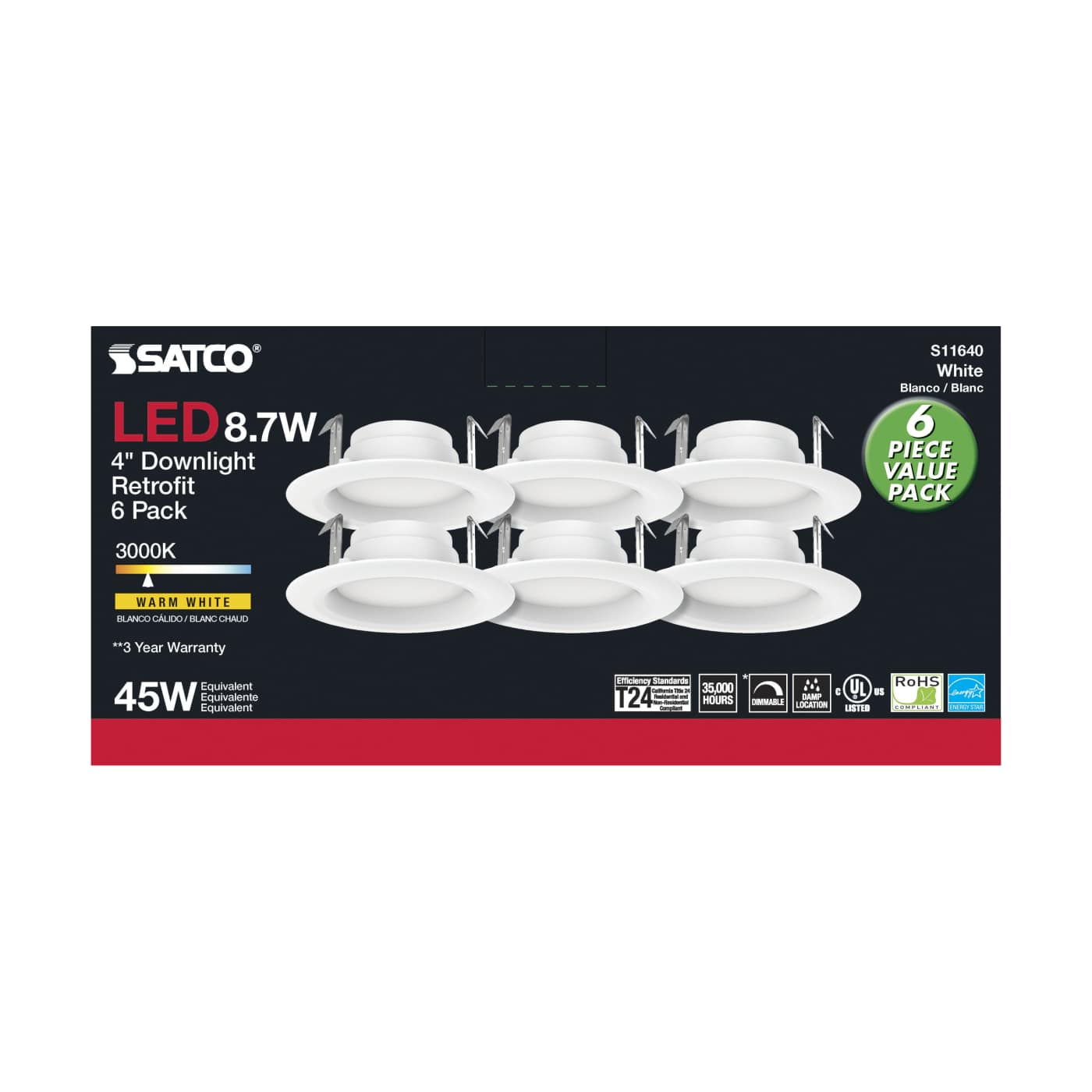 8.7WLED/RDL/4/930/120V/6PK - S11640