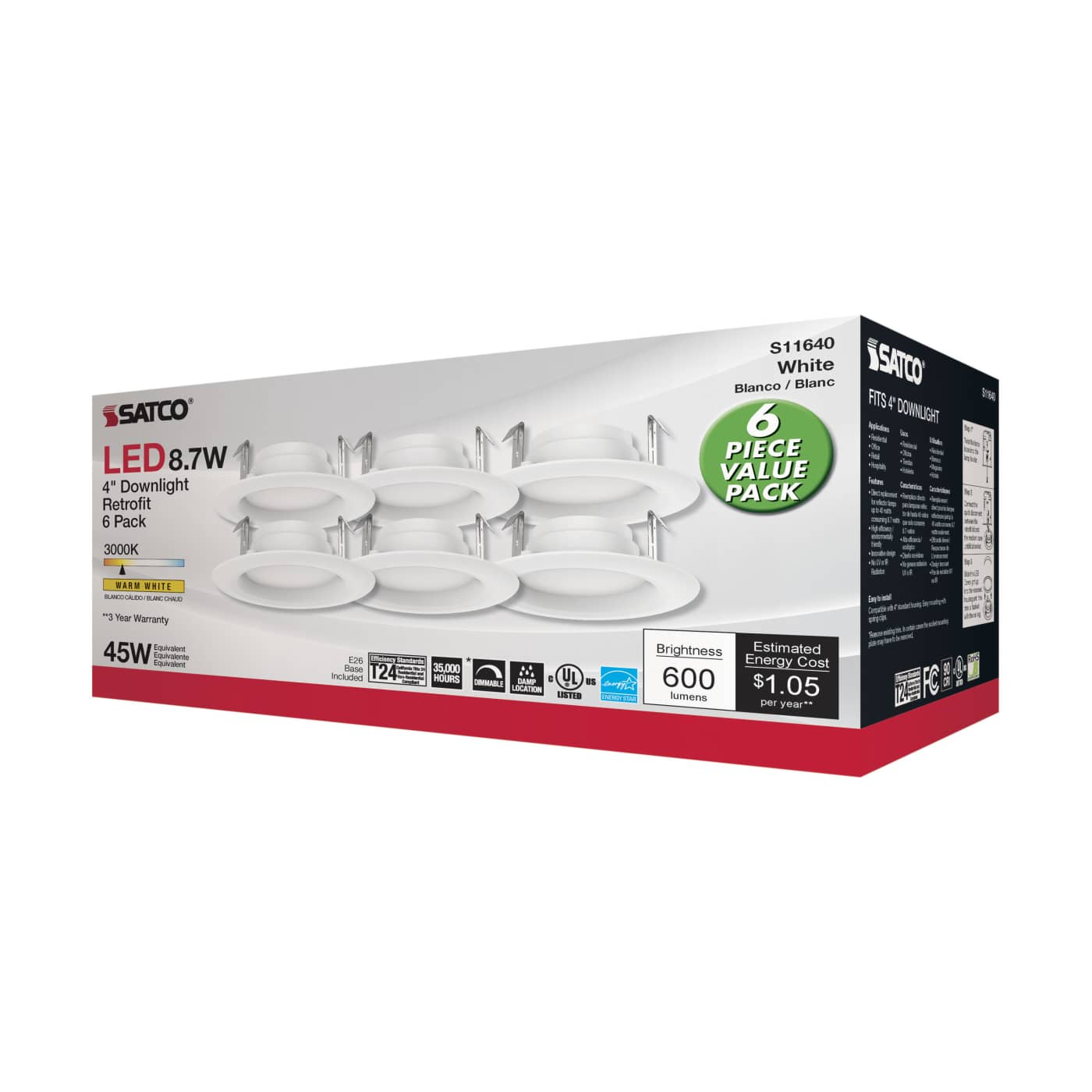 8.7WLED/RDL/4/930/120V/6PK - S11640