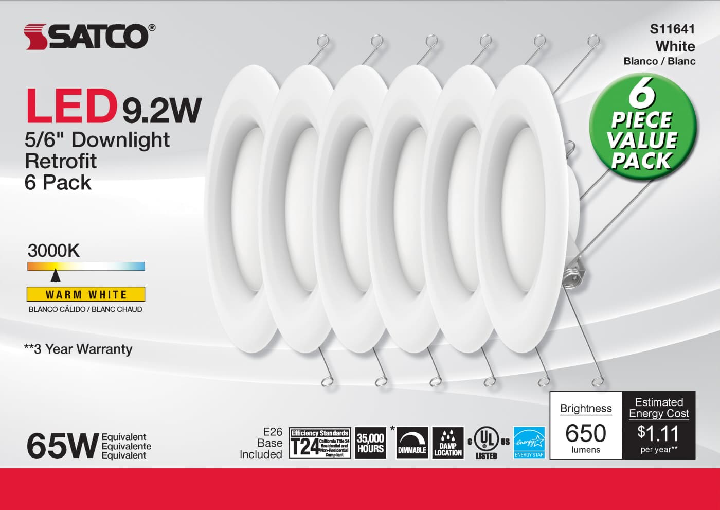 9.2WLED/RDL/5-6/930/120V/6PK - S11641