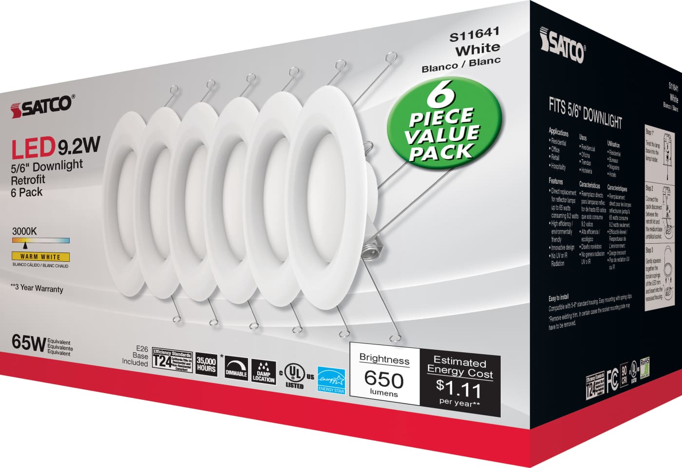 9.2WLED/RDL/5-6/930/120V/6PK - S11641