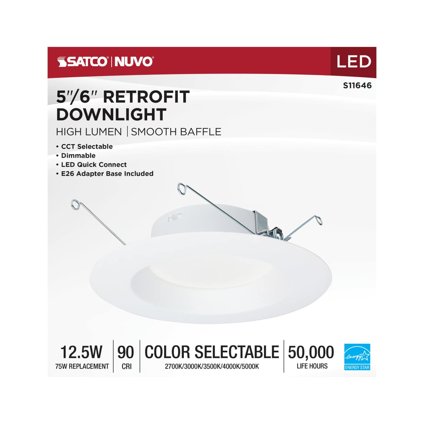 12.5WLED/DLR/5-6/CCT-SEL/RD/WH - S11646