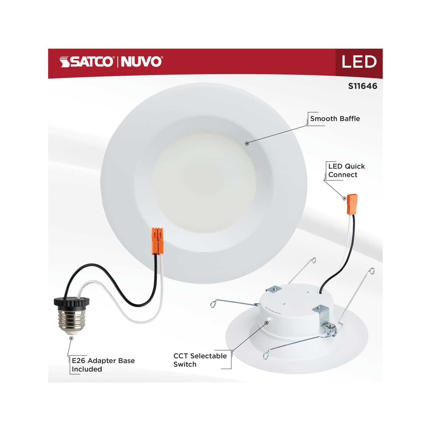 12.5WLED/DLR/5-6/CCT-SEL/RD/WH - S11646