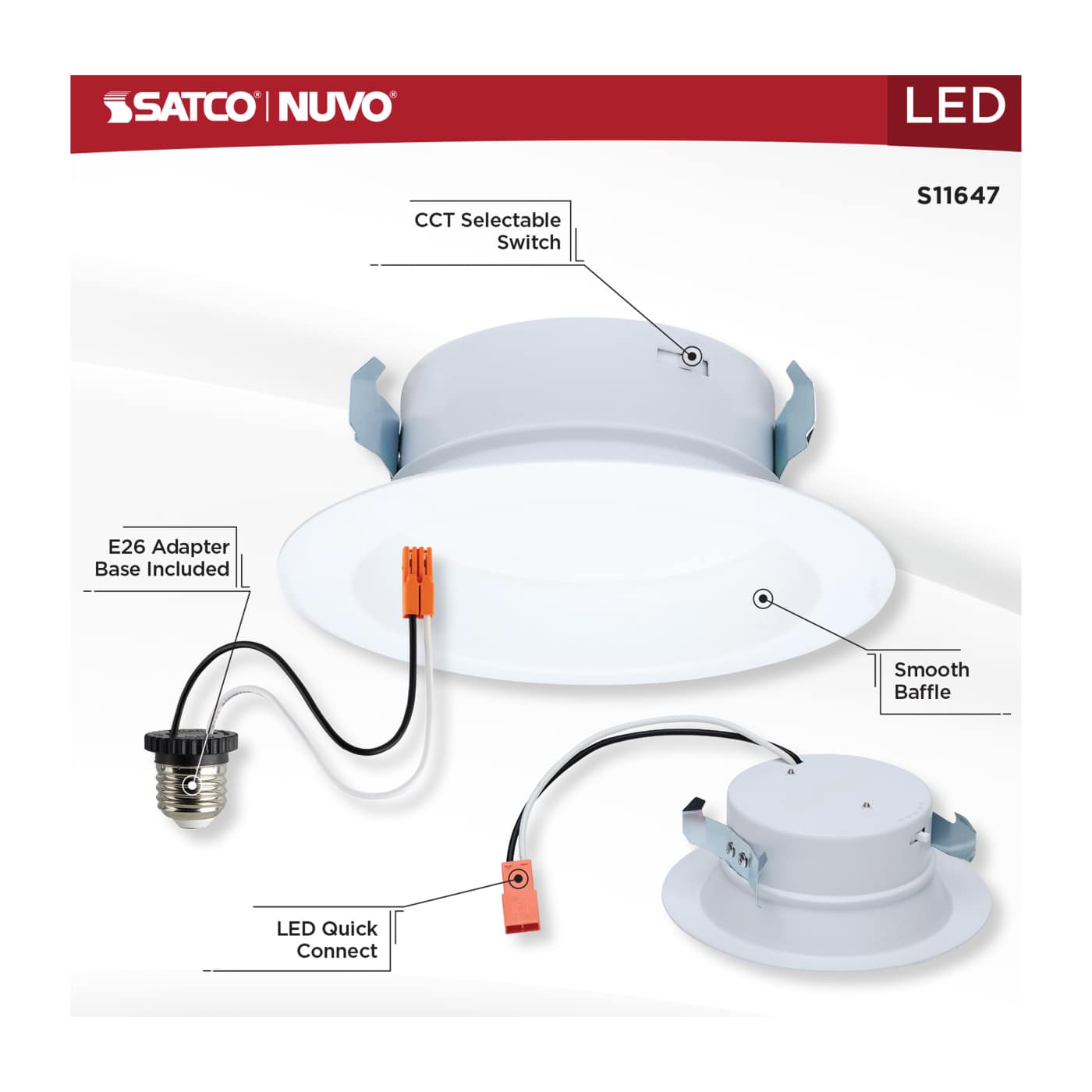 10WLED/DLR/4/CCT-SEL/RD/WH - S11647