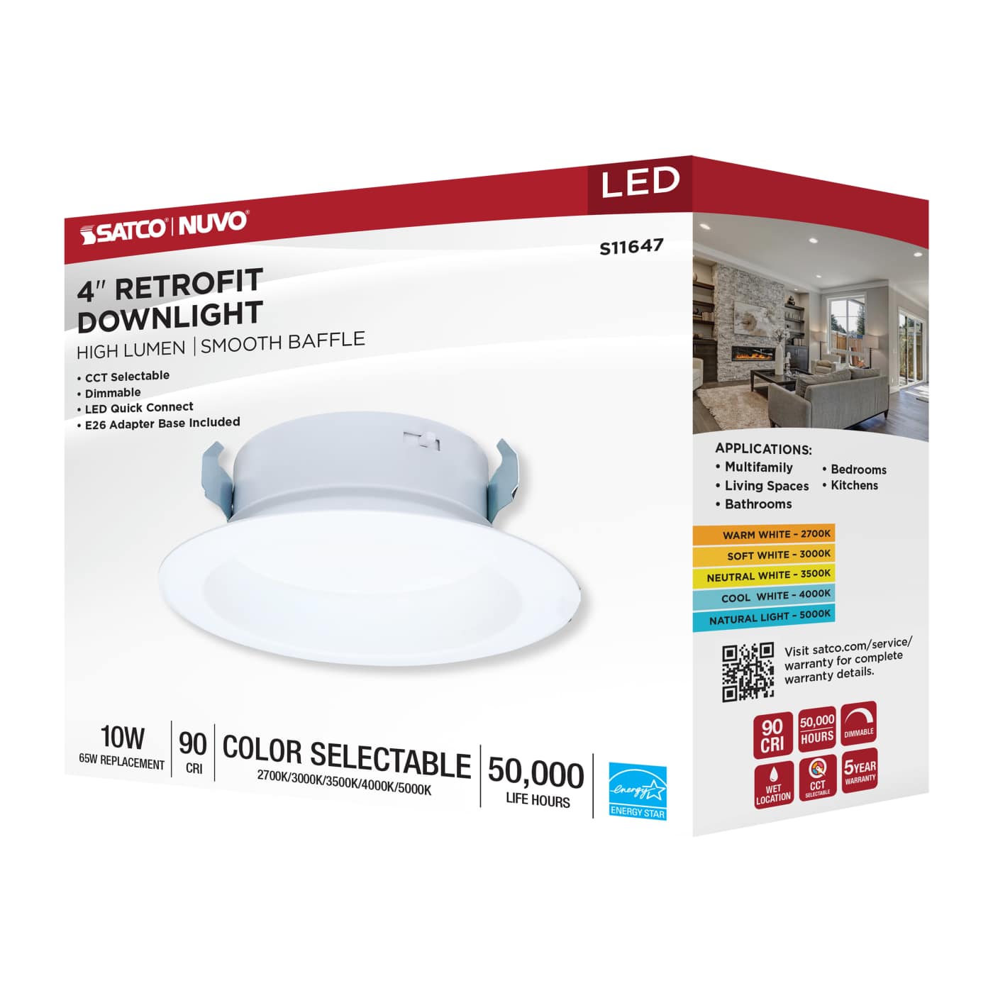 10WLED/DLR/4/CCT-SEL/RD/WH - S11647