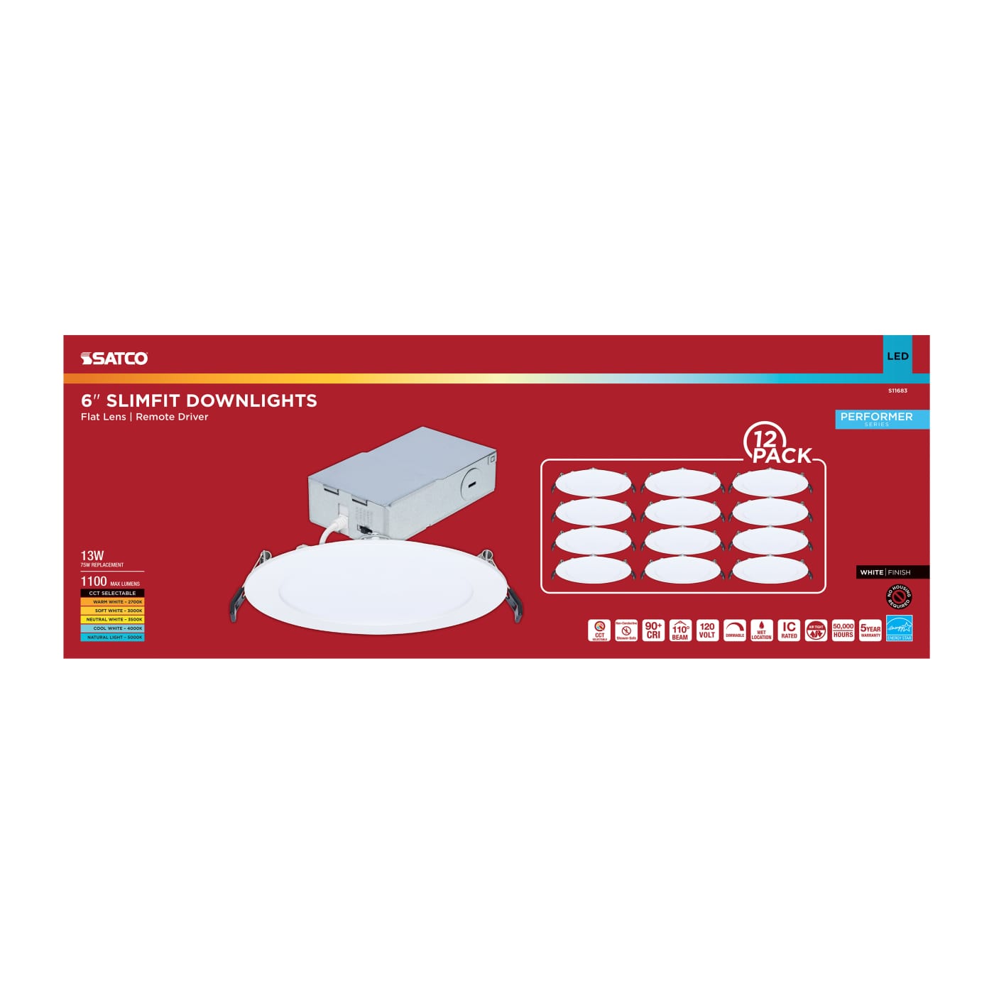 13W/DL/6/RND/CCT/WH/12PK - S11683
