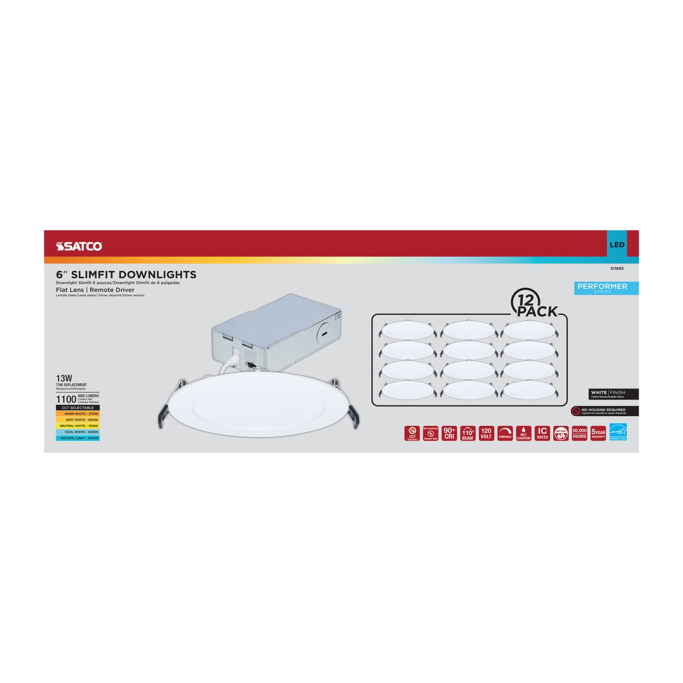13W/DL/6/RND/CCT/WH/12PK - S11683