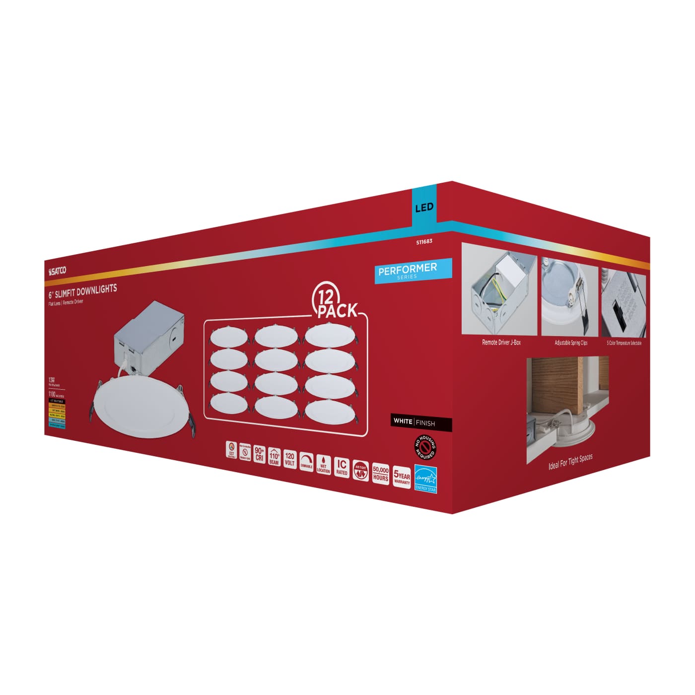 13W/DL/6/RND/CCT/WH/12PK - S11683