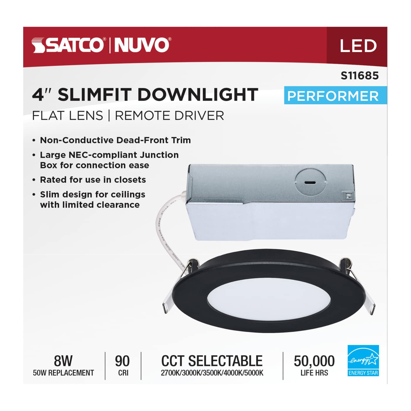 8WLED/DW/4/CCT/RND/FL/RD/BK - S11685