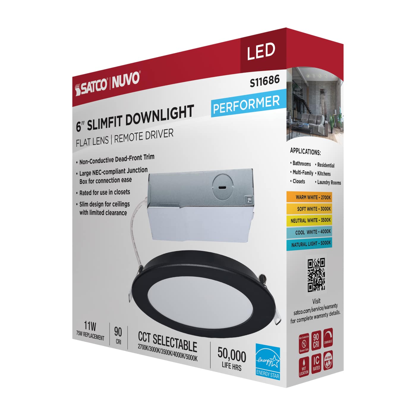 11WLED/DW/6/CCT/RND/FL/RD/BK - S11686