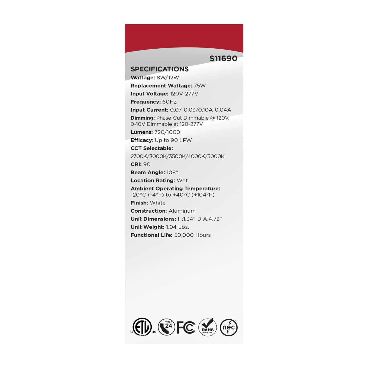 12WLED/DW/4/FS/RND/FL/DD - S11690