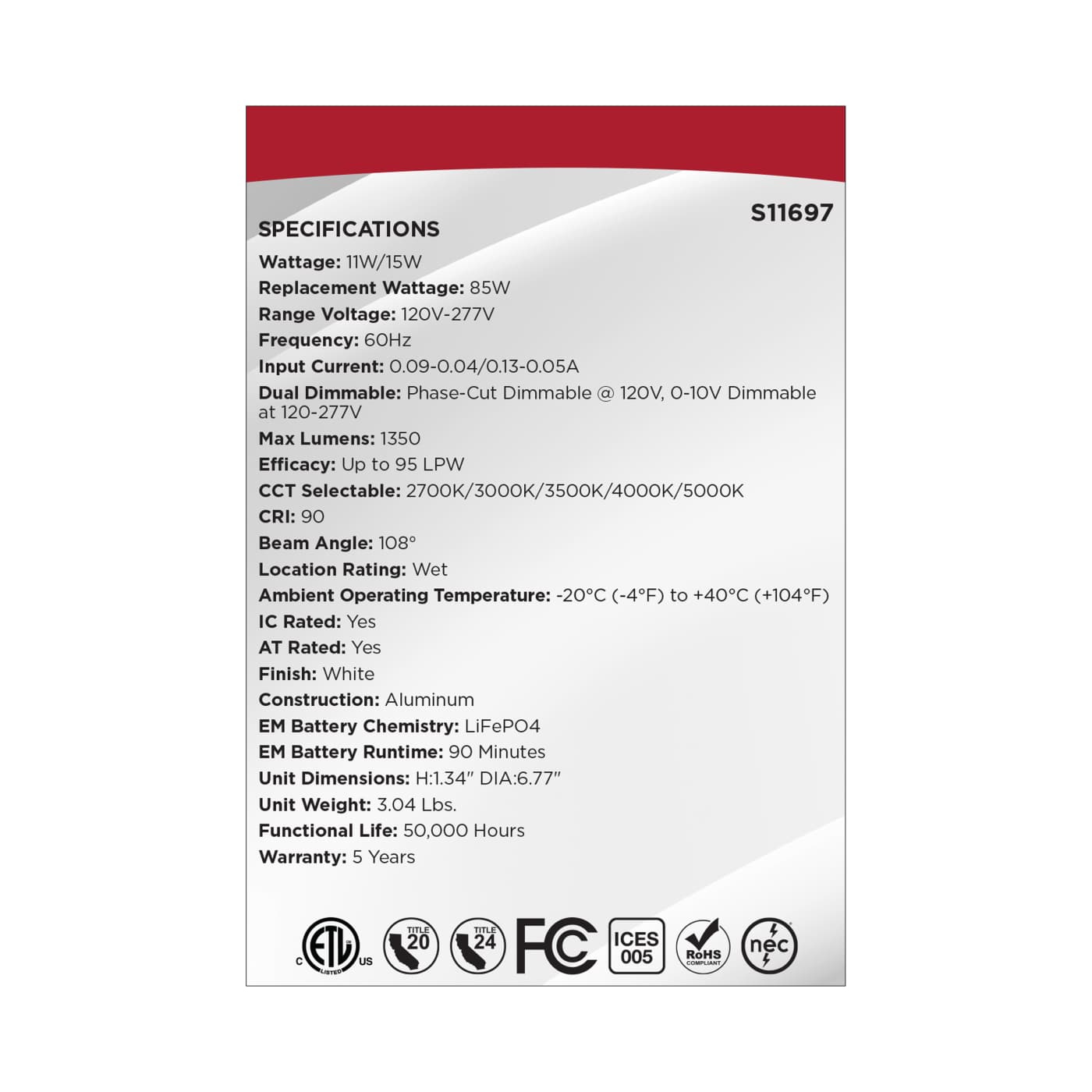 15WLED/DW/6/FS/RND/FL/DD/EM - S11697