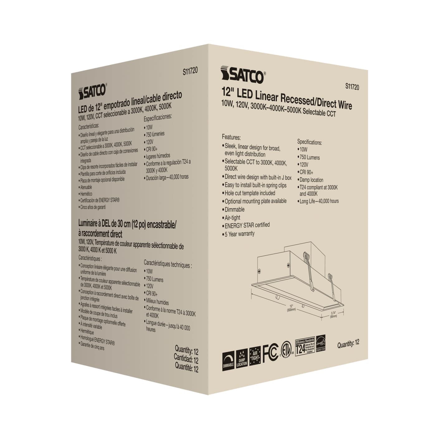 10WLED/DW/LINEAR/12"/ADJ-CCT - S11720