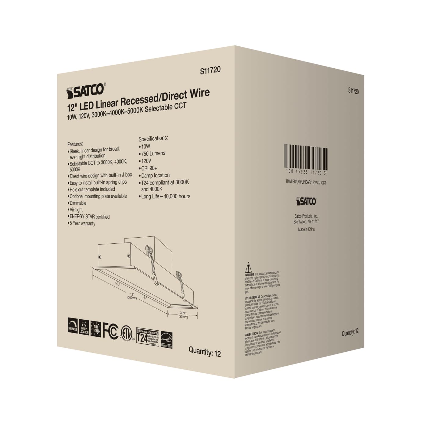 10WLED/DW/LINEAR/12"/ADJ-CCT - S11720