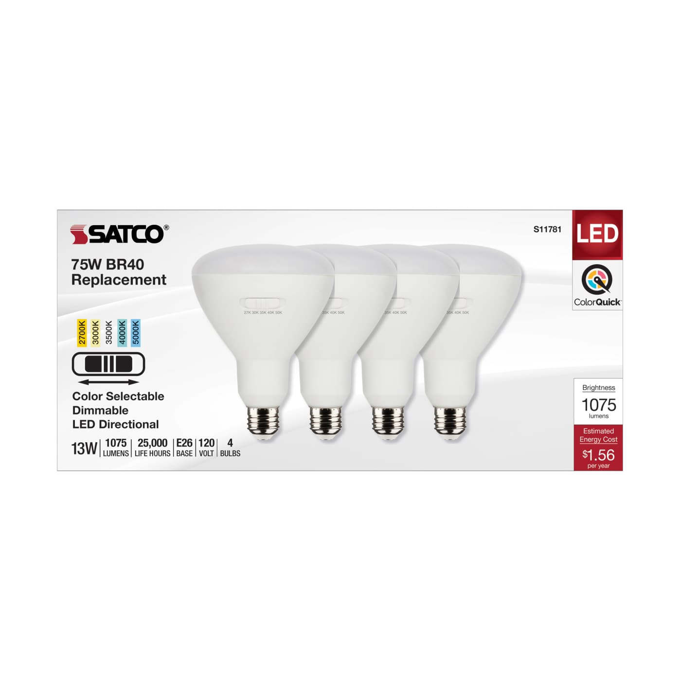 13BR40/LED/5CCT/E26/120V/4PK - S11781
