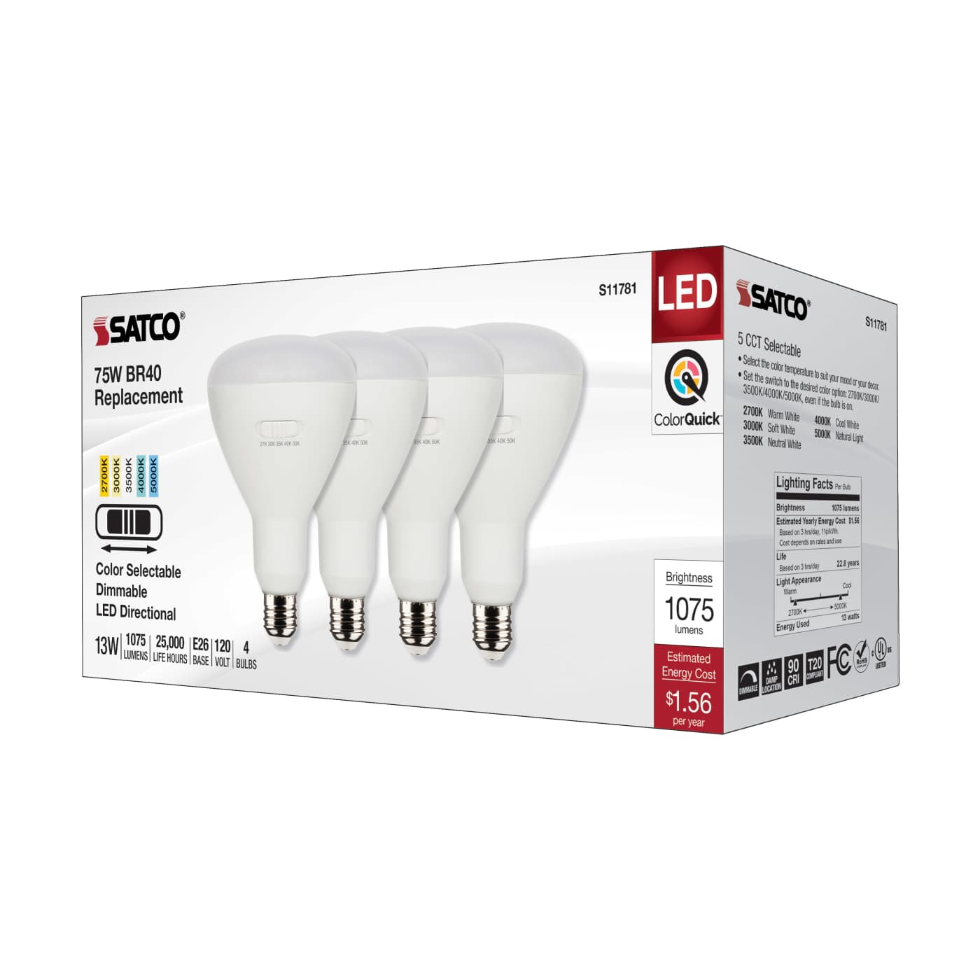 13BR40/LED/5CCT/E26/120V/4PK - S11781