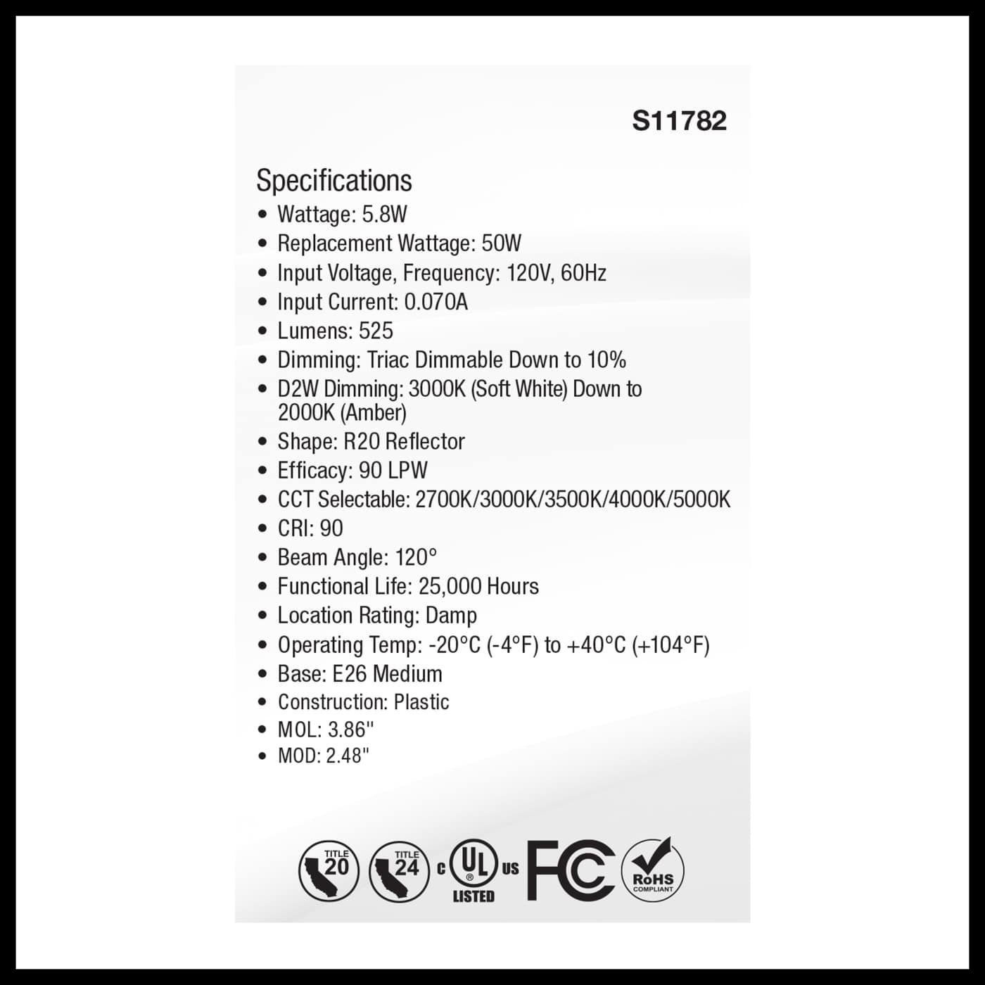 5.8R20/LED/5CCT/WD/120V - S11782