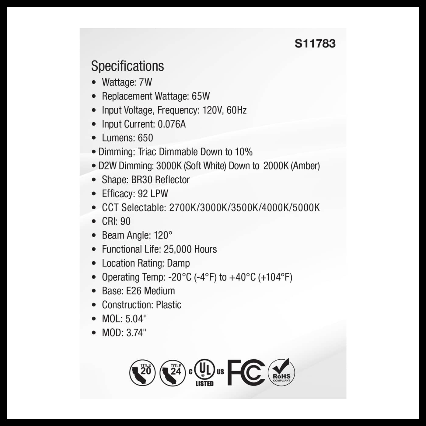 7BR30/LED/5CCT/WD/120V - S11783