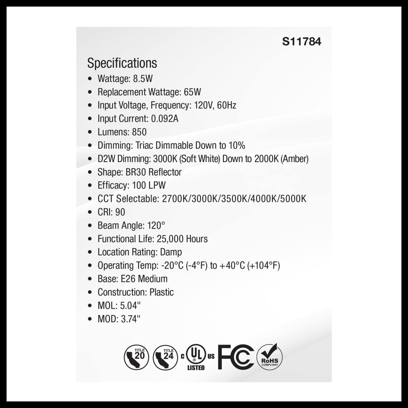 8.5BR30/LED/5CCT/WD/120V - S11784