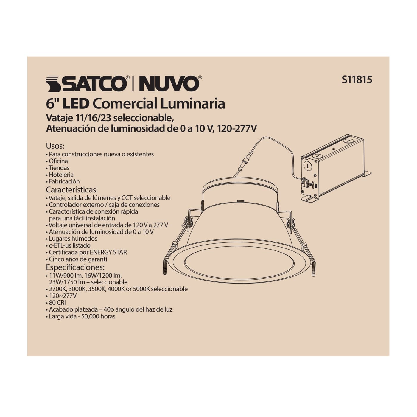 23WLED/CDL/6/ADJ-CCT/40D - S11815