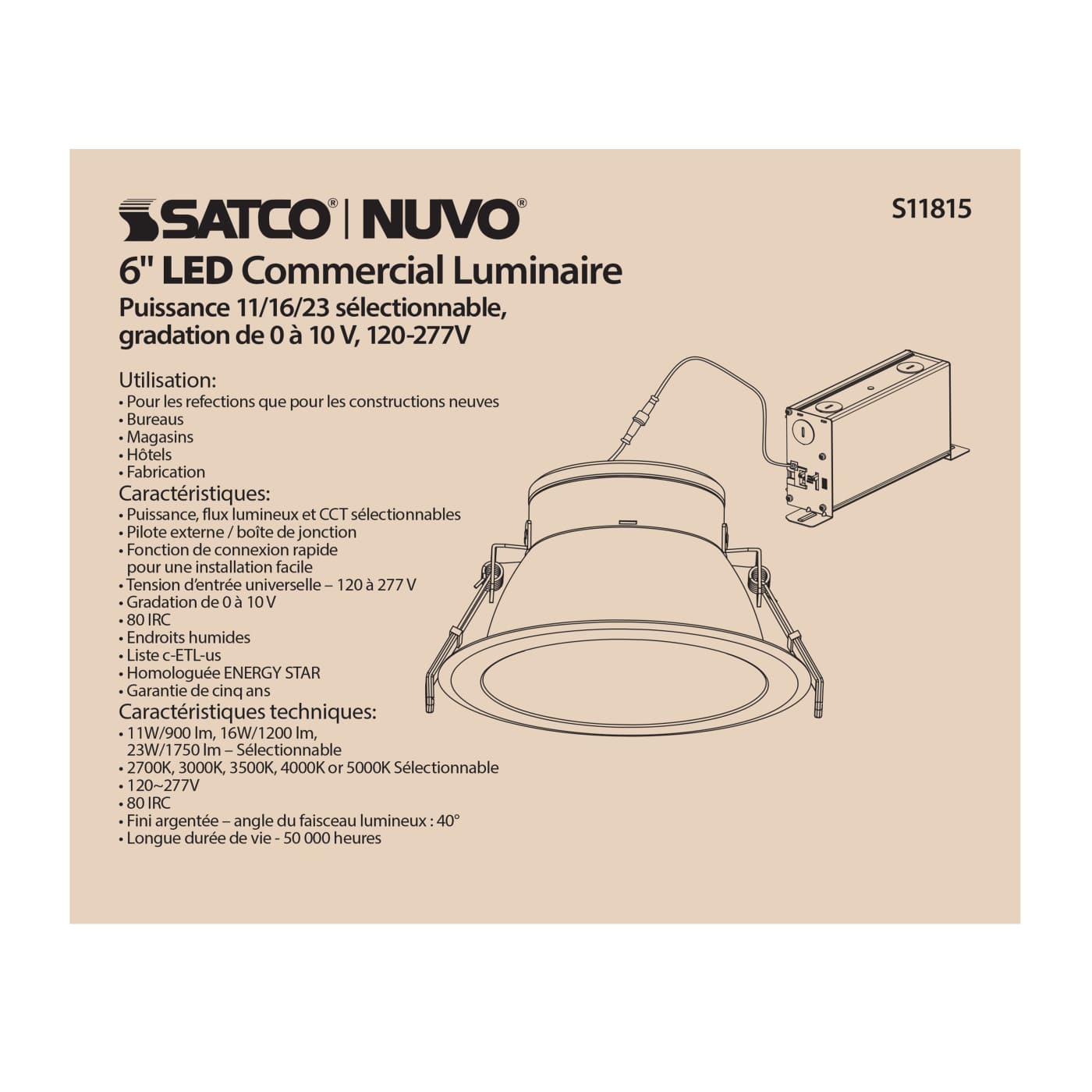 23WLED/CDL/6/ADJ-CCT/40D - S11815