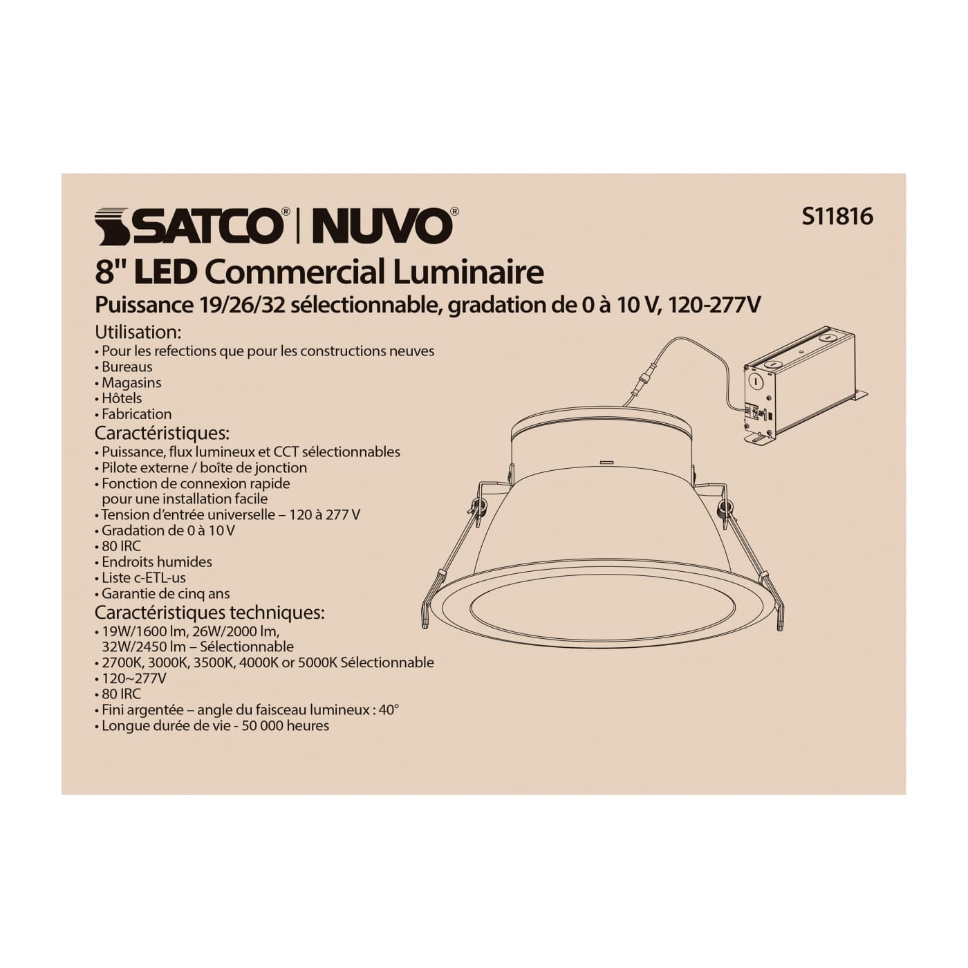 32WLED/CDL/8/ADJ-CCT/40D - S11816