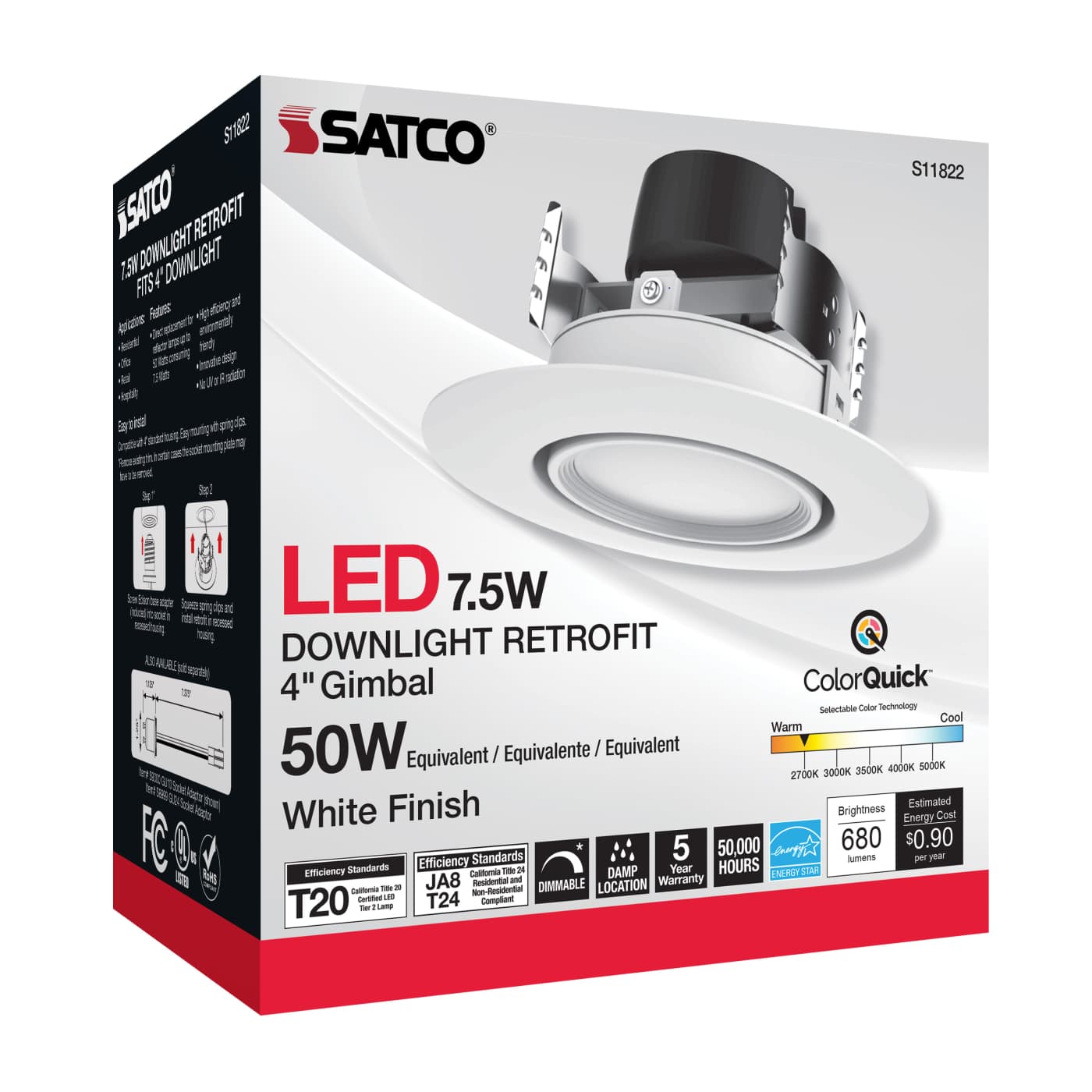 7.5WLED/DIR/4/60'/CCT-SEL/120V - S11822