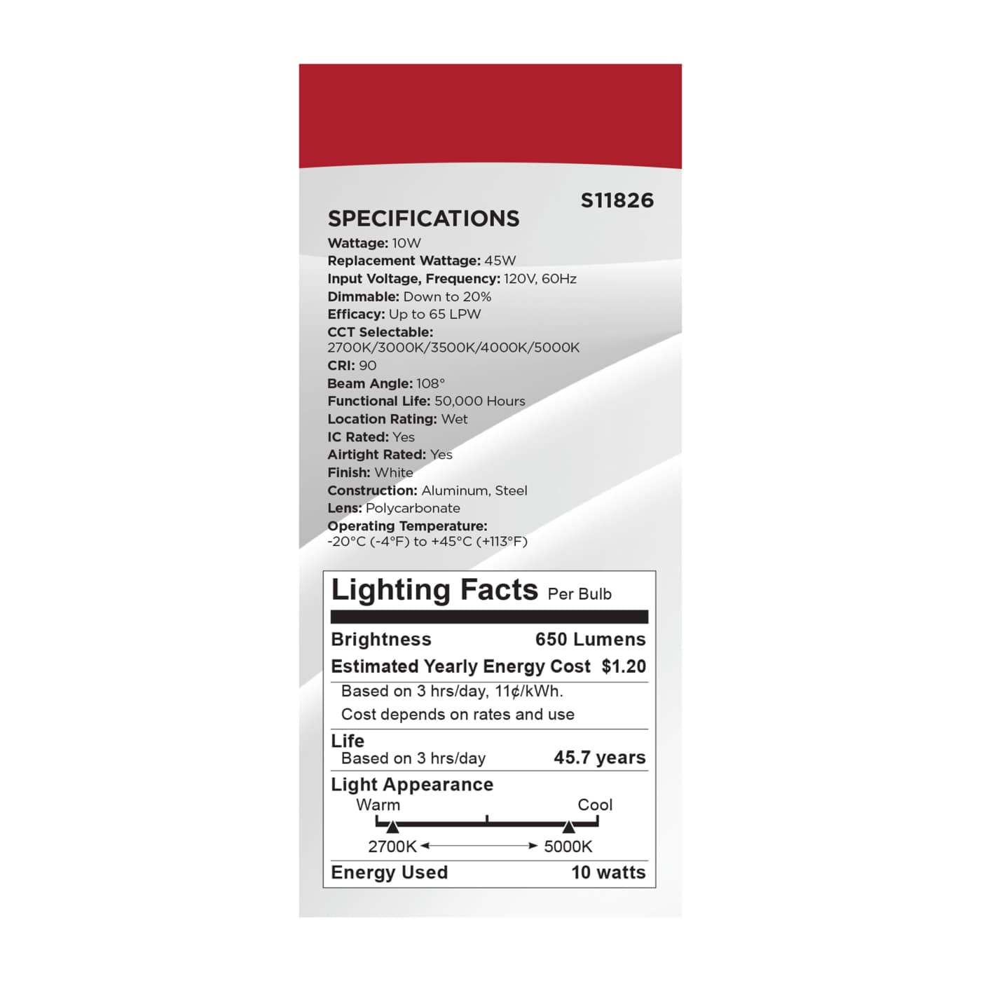 10WLED/DW/EL/4/CCT-SEL/RND/RD - S11826