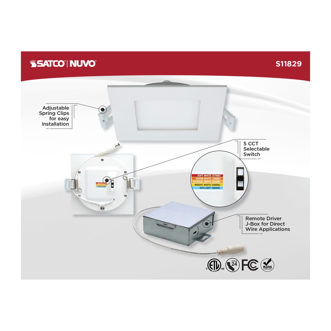 10WLED/DW/EL/4/CCT-SEL/SQ/RD - S11829