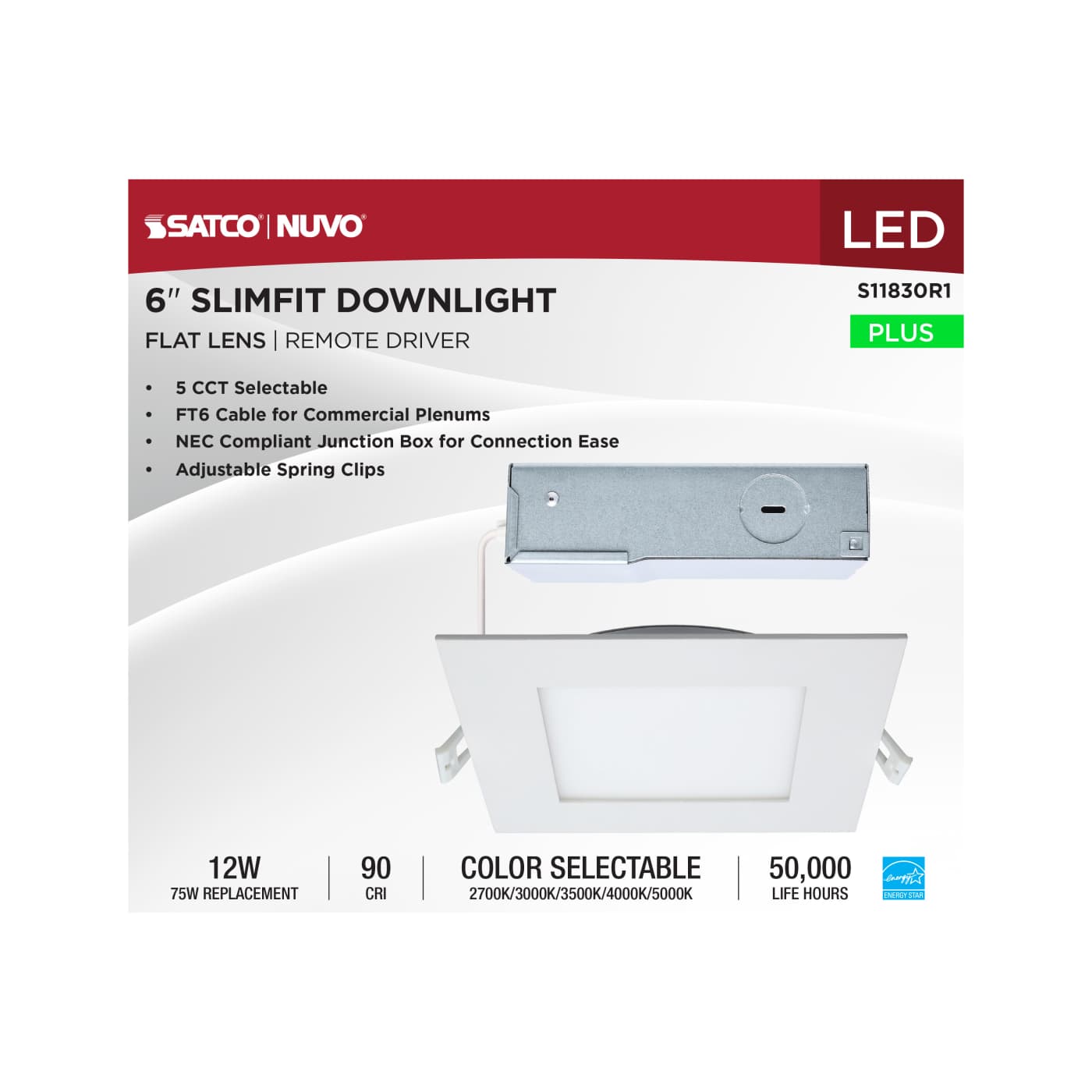 12WLED/DW/EL/6/CCT-SEL/SQ/RD - S11830R1