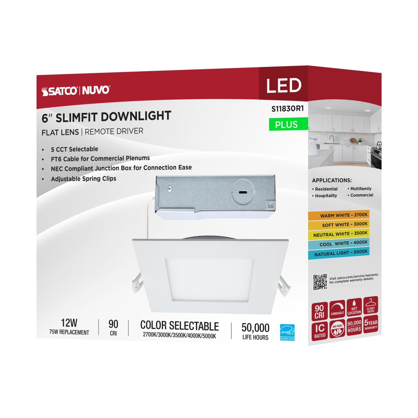 12WLED/DW/EL/6/CCT-SEL/SQ/RD - S11830R1