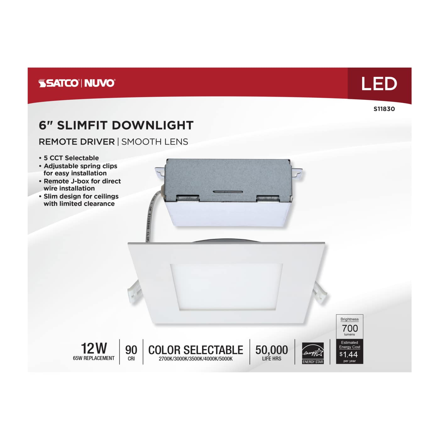 12WLED/DW/EL/6/CCT-SEL/SQ/RD - S11830