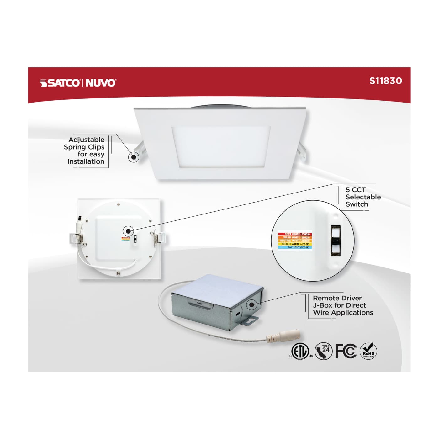 12WLED/DW/EL/6/CCT-SEL/SQ/RD - S11830