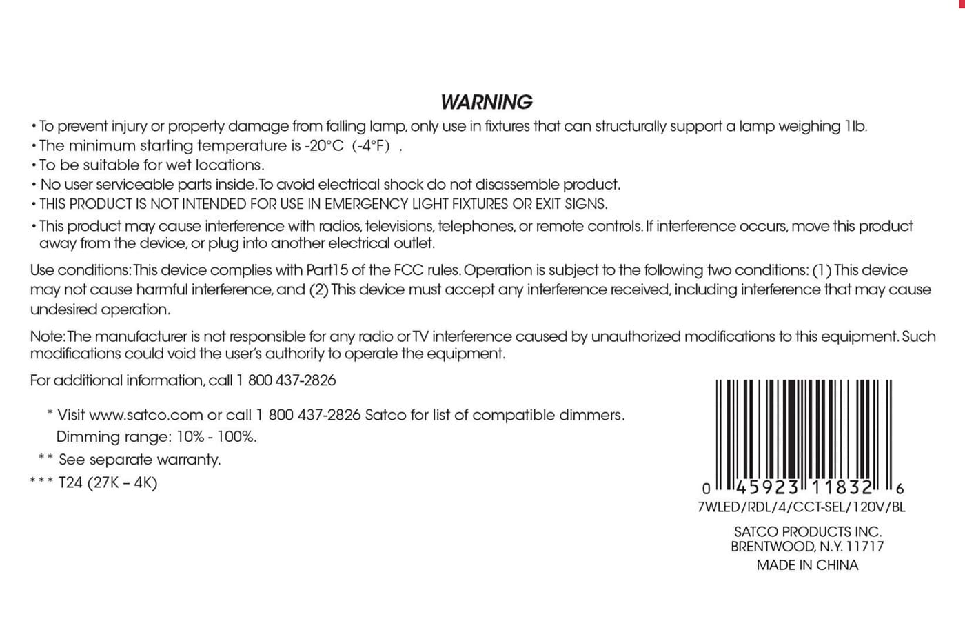 7WLED/RDL/4/CCT-SEL/120V/BL - S11832