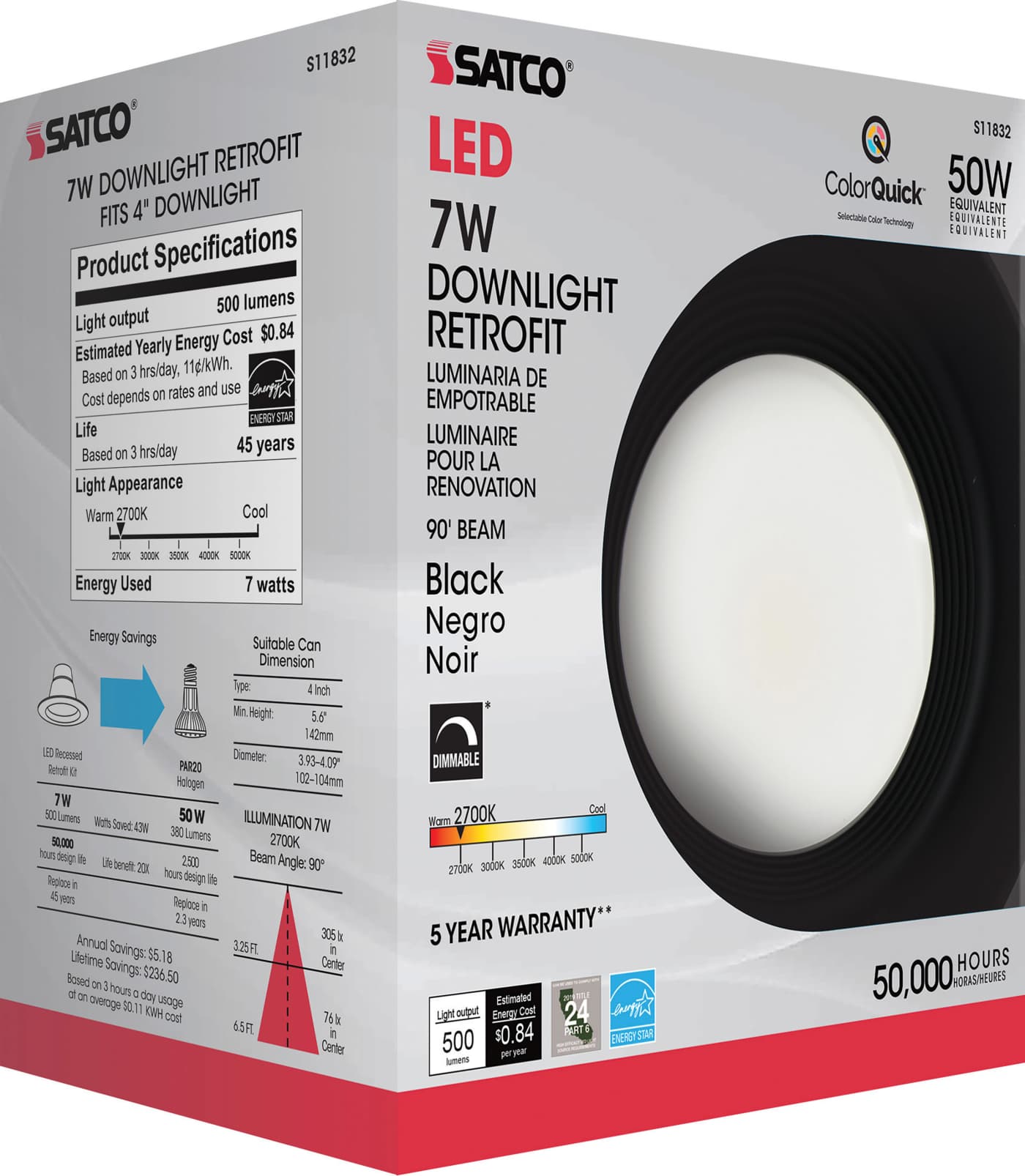 7WLED/RDL/4/CCT-SEL/120V/BL - S11832