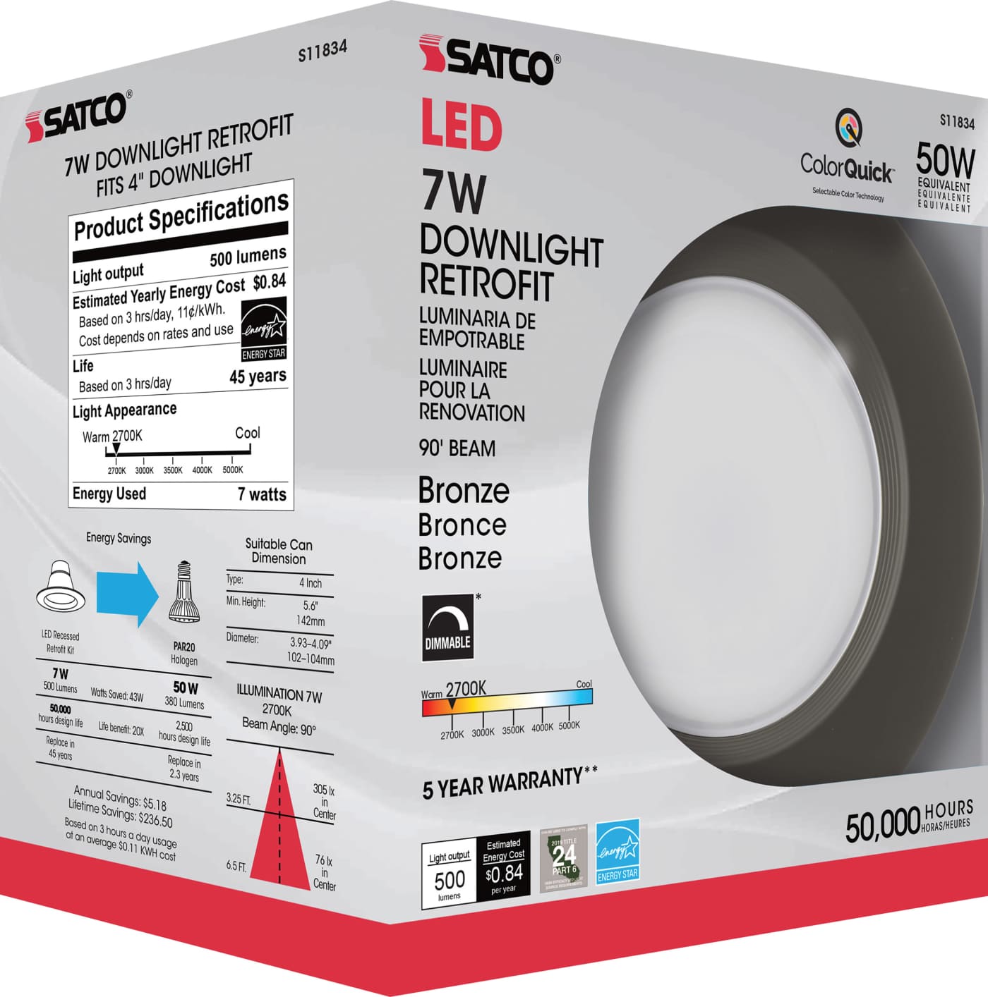 7WLED/RDL/4/CCT-SEL/120V/BZ - S11834