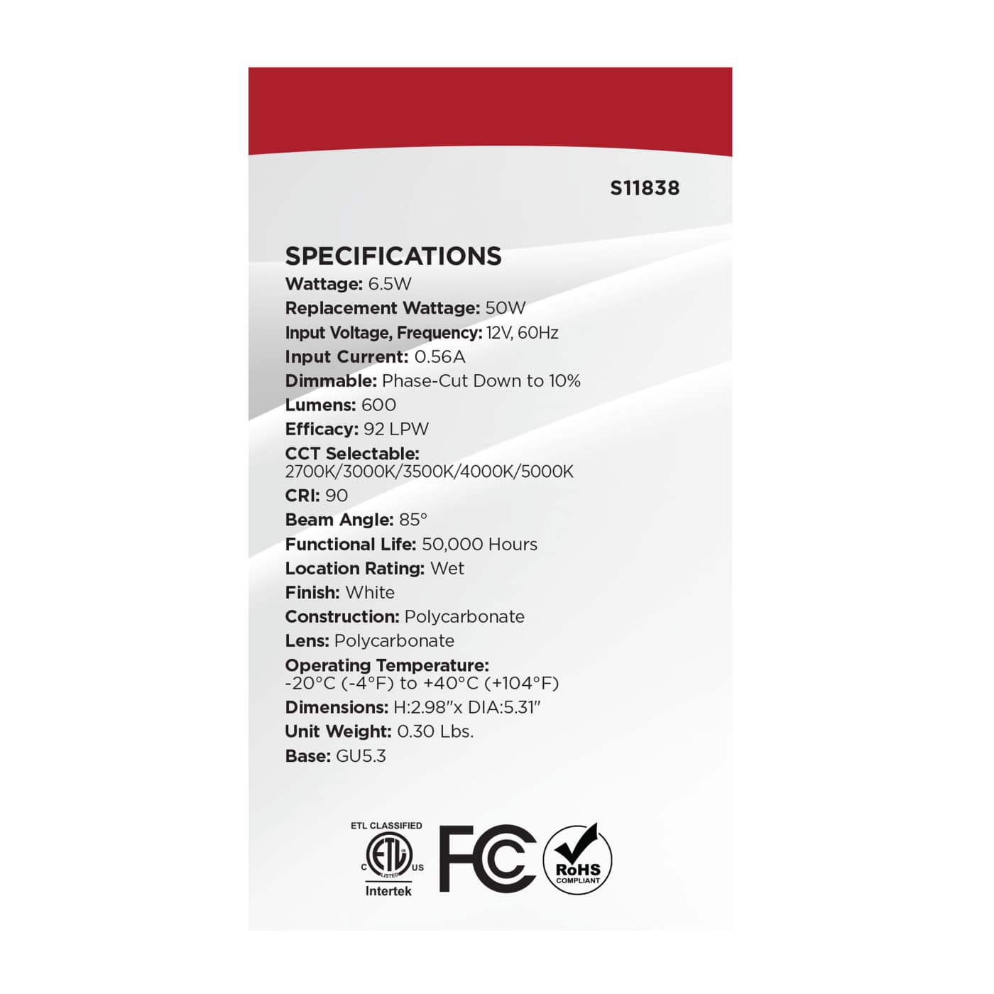 6.5WLED/DLR/BFL/4/CCT-SEL/12V - S11838