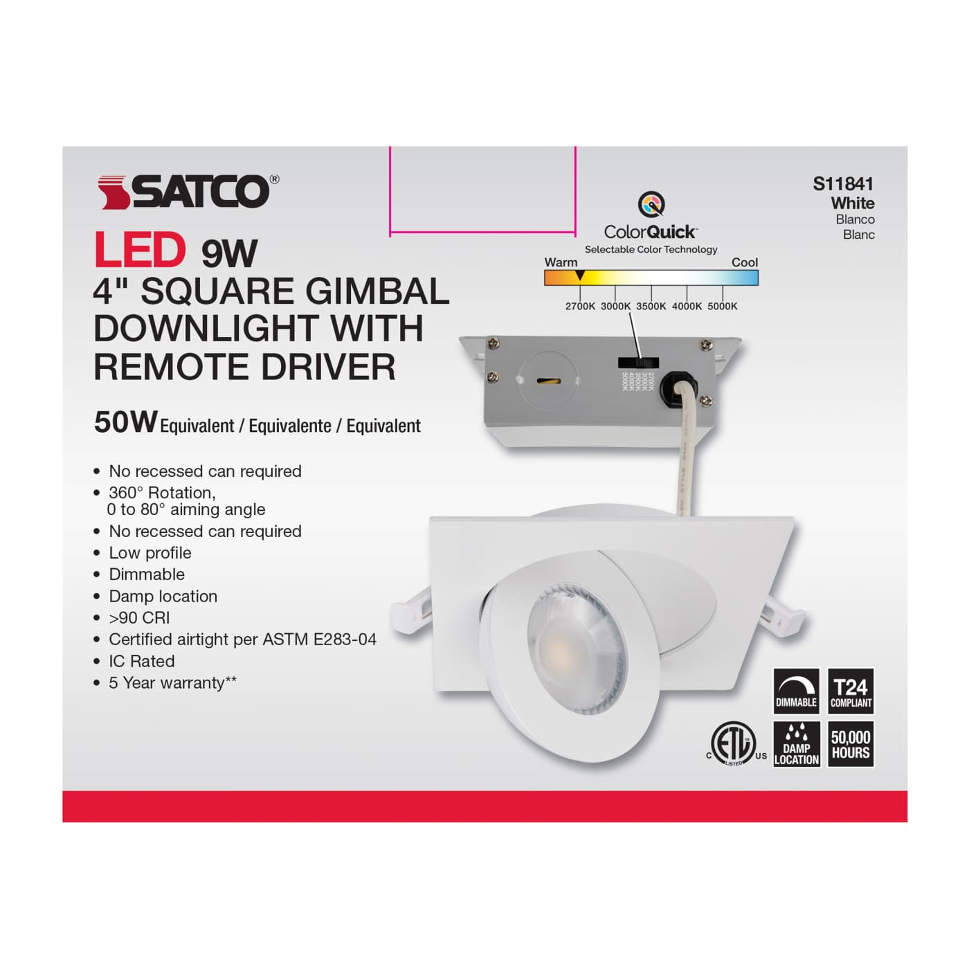 9WLED/GBL/4/CCT/SQ/WH - S11841