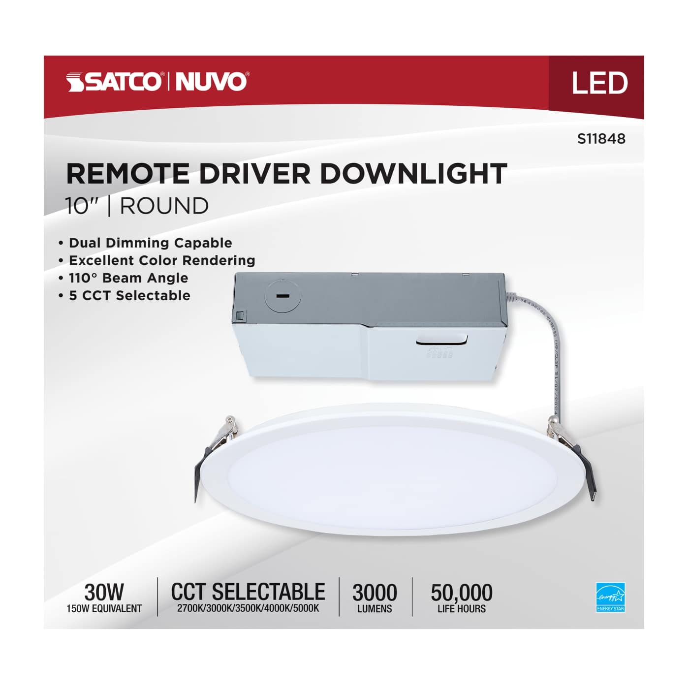 30WLED/DW/10/CCT/RND/FL/DD - S11848