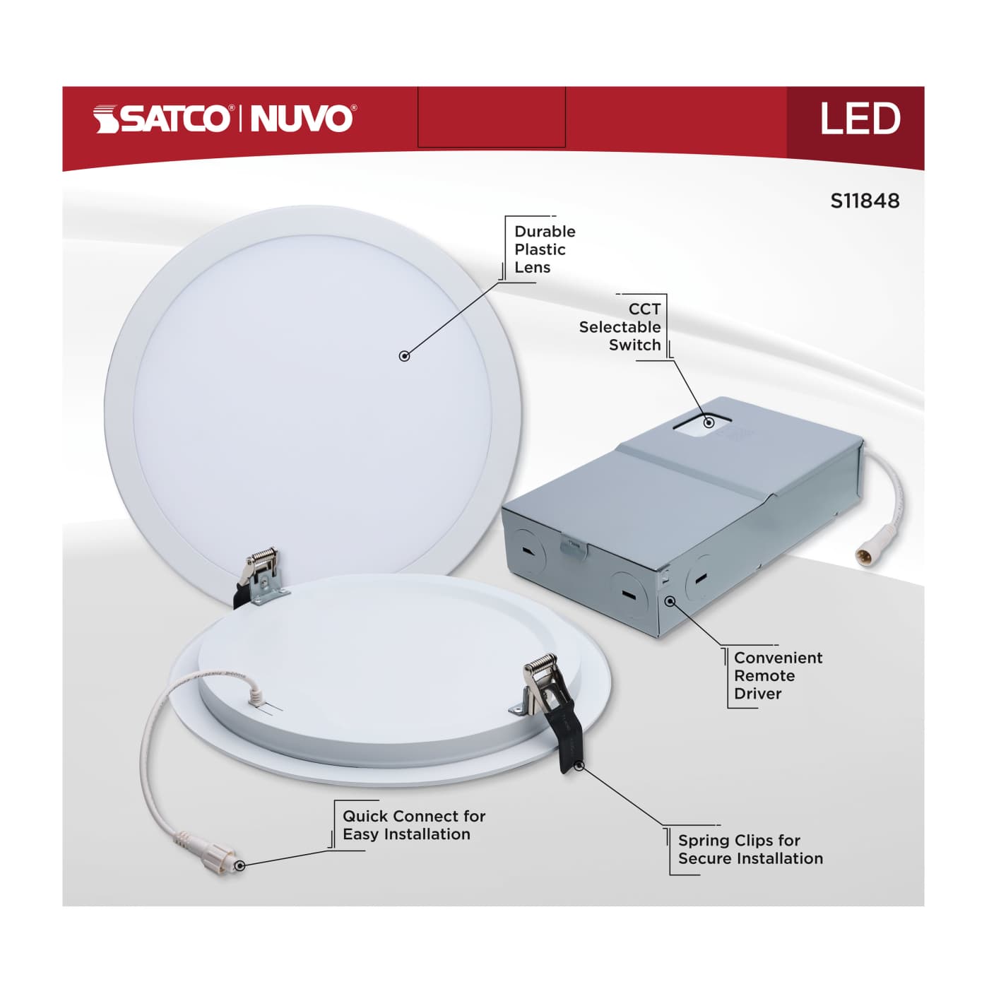 30WLED/DW/10/CCT/RND/FL/DD - S11848