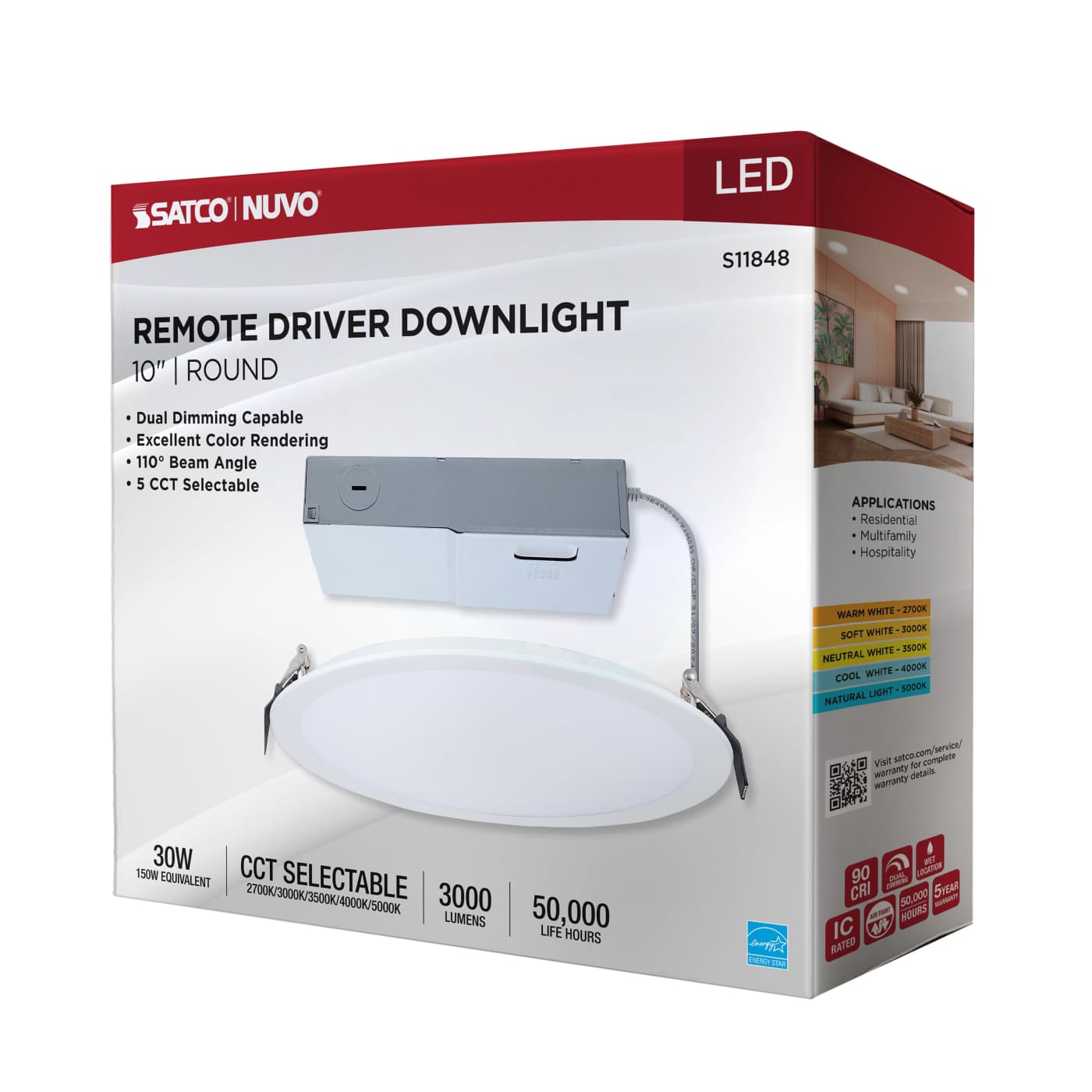 30WLED/DW/10/CCT/RND/FL/DD - S11848