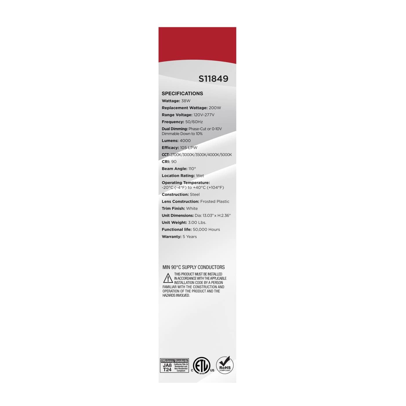 38WLED/DW/12/CCT/RND/FL/DD - S11849