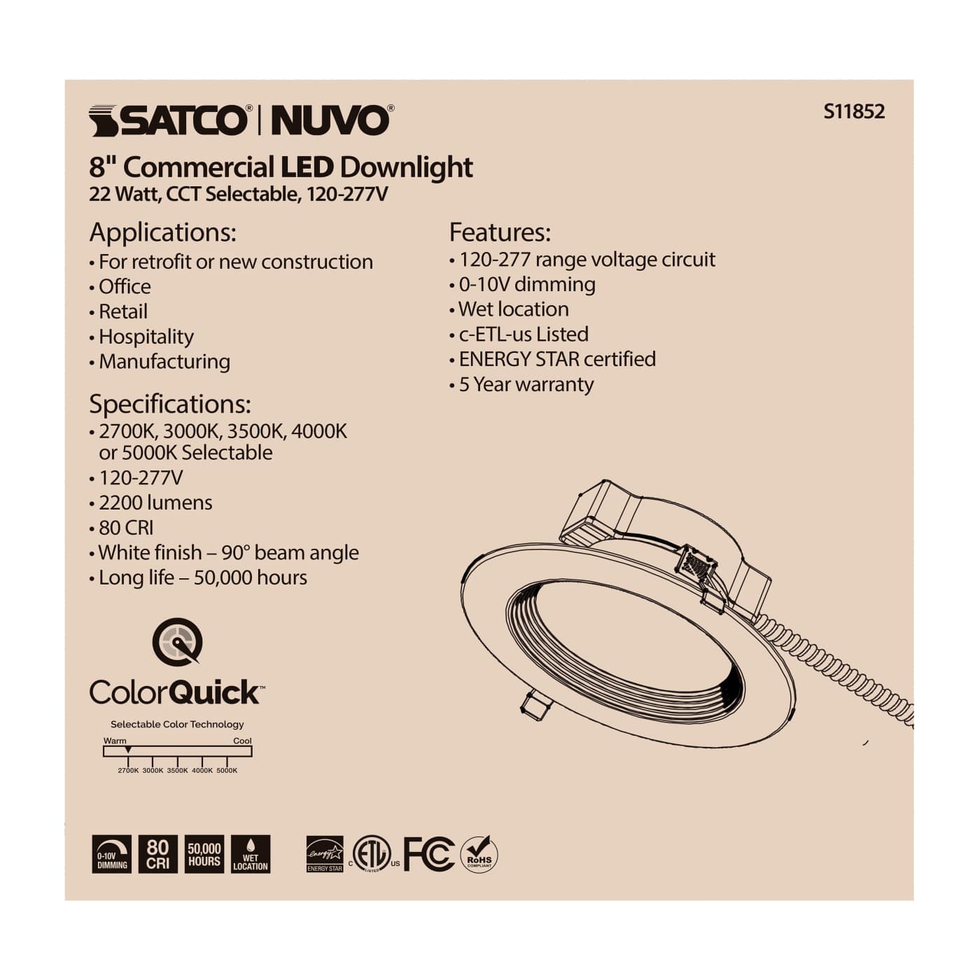 22WLED/CDL/8/CCT/120-277 - S11852