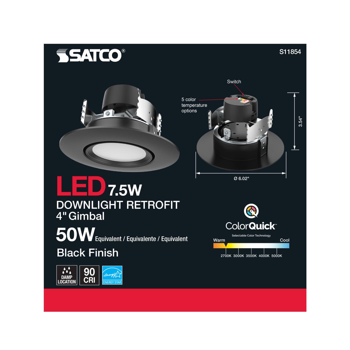 7.5WLED/DIR/4/60'/CCT-SEL/120V - S11854