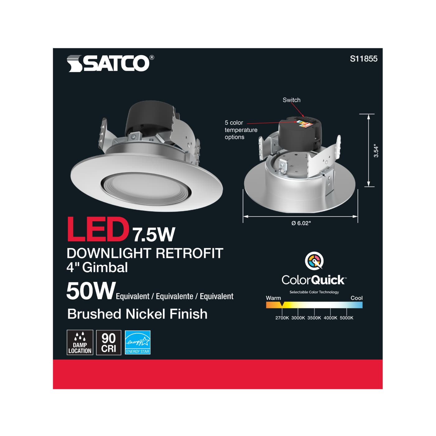 7.5WLED/DIR/4/60'/CCT-SEL/120V - S11855