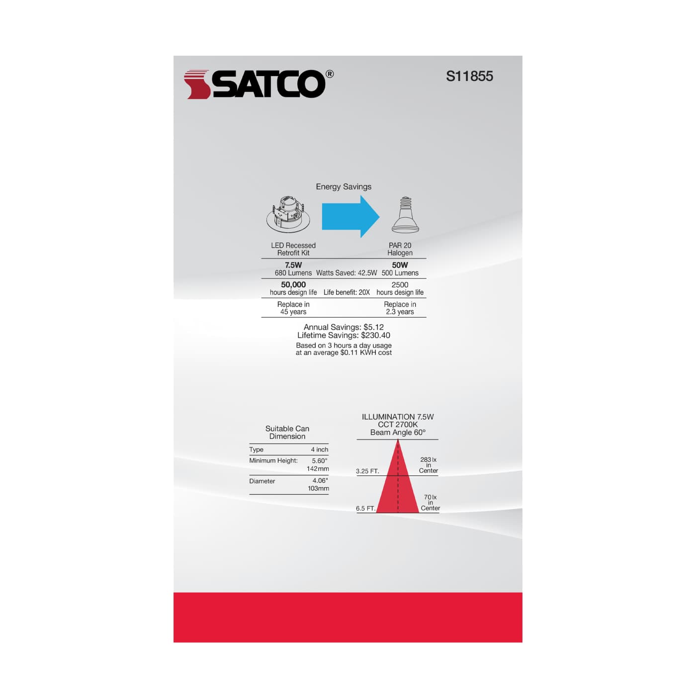 7.5WLED/DIR/4/60'/CCT-SEL/120V - S11855