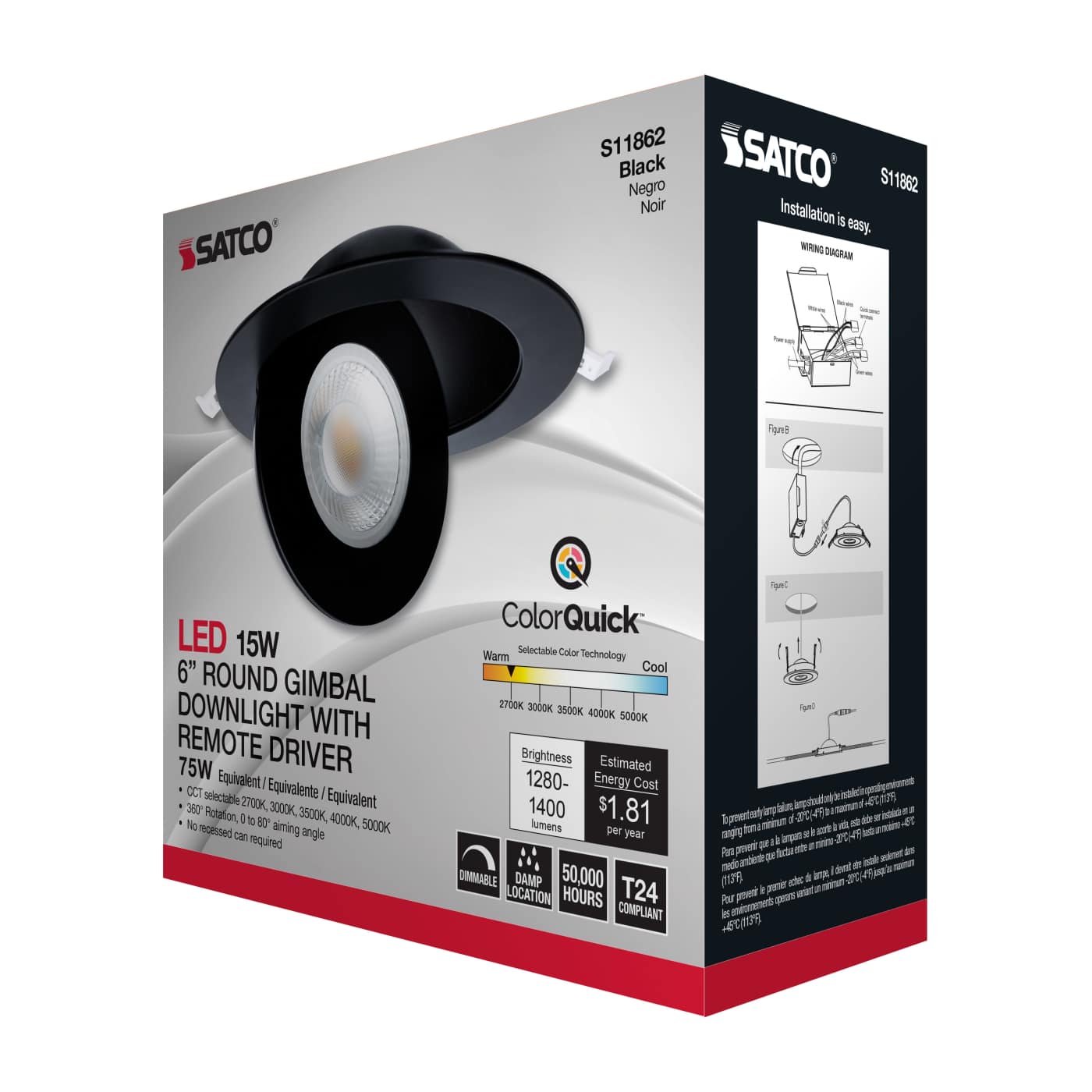 15WLED/GBL/6/CCT/RND/BLK - S11862