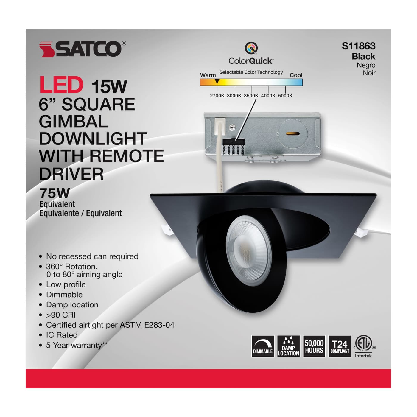 15WLED/GBL/6/CCT/SQ/BLK - S11863