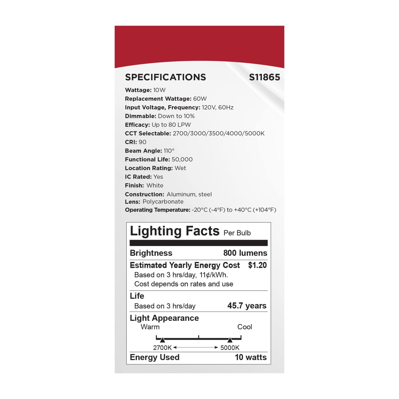 10WLED/4/FR/CCT/SLF/RD/STB/RND - S11865