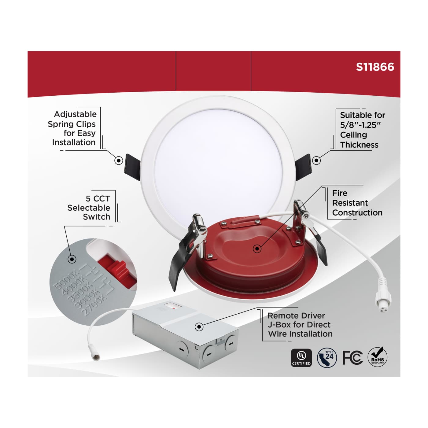 13WLED/6/FR/CCT/SLF/RD/FL/RND - S11866