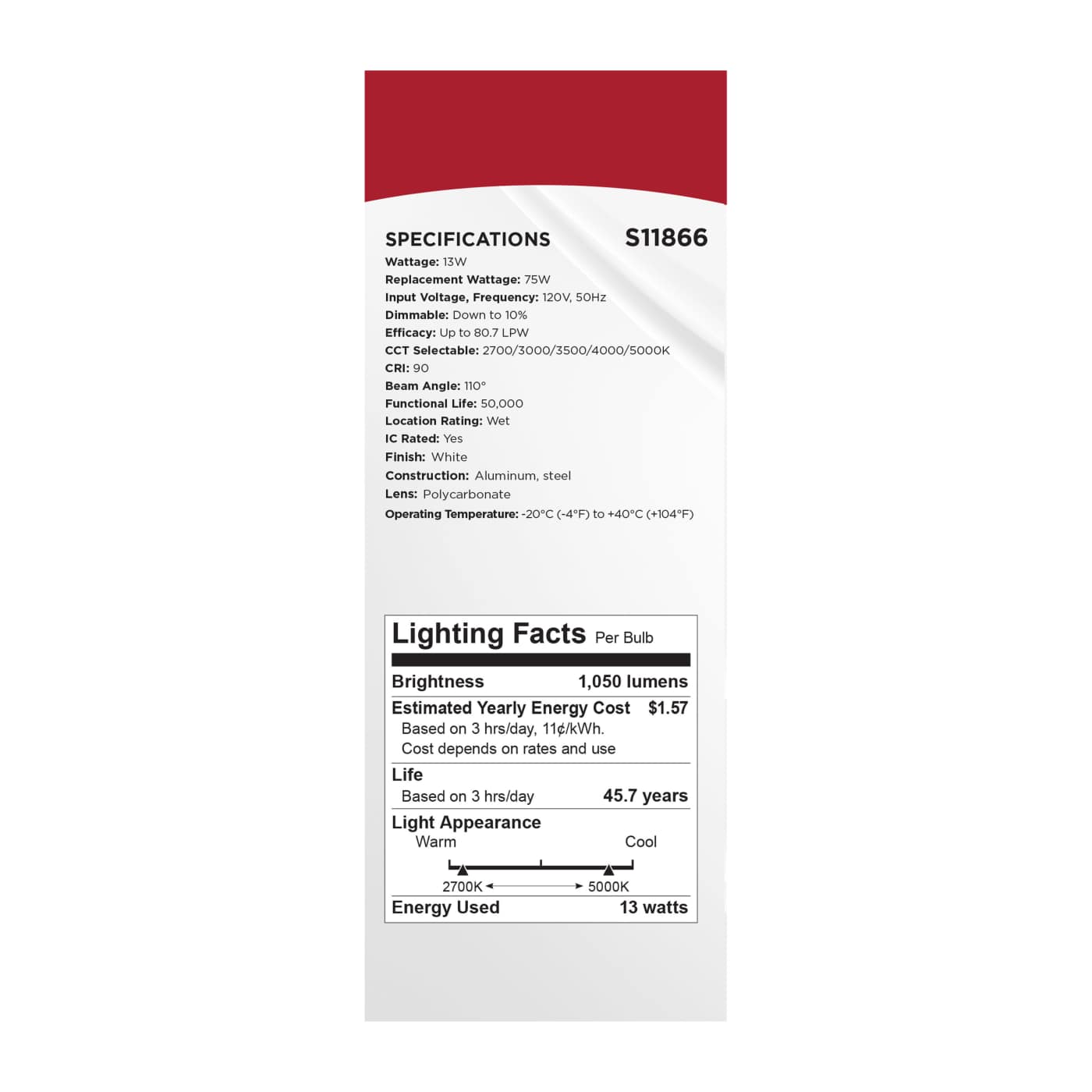 13WLED/6/FR/CCT/SLF/RD/FL/RND - S11866